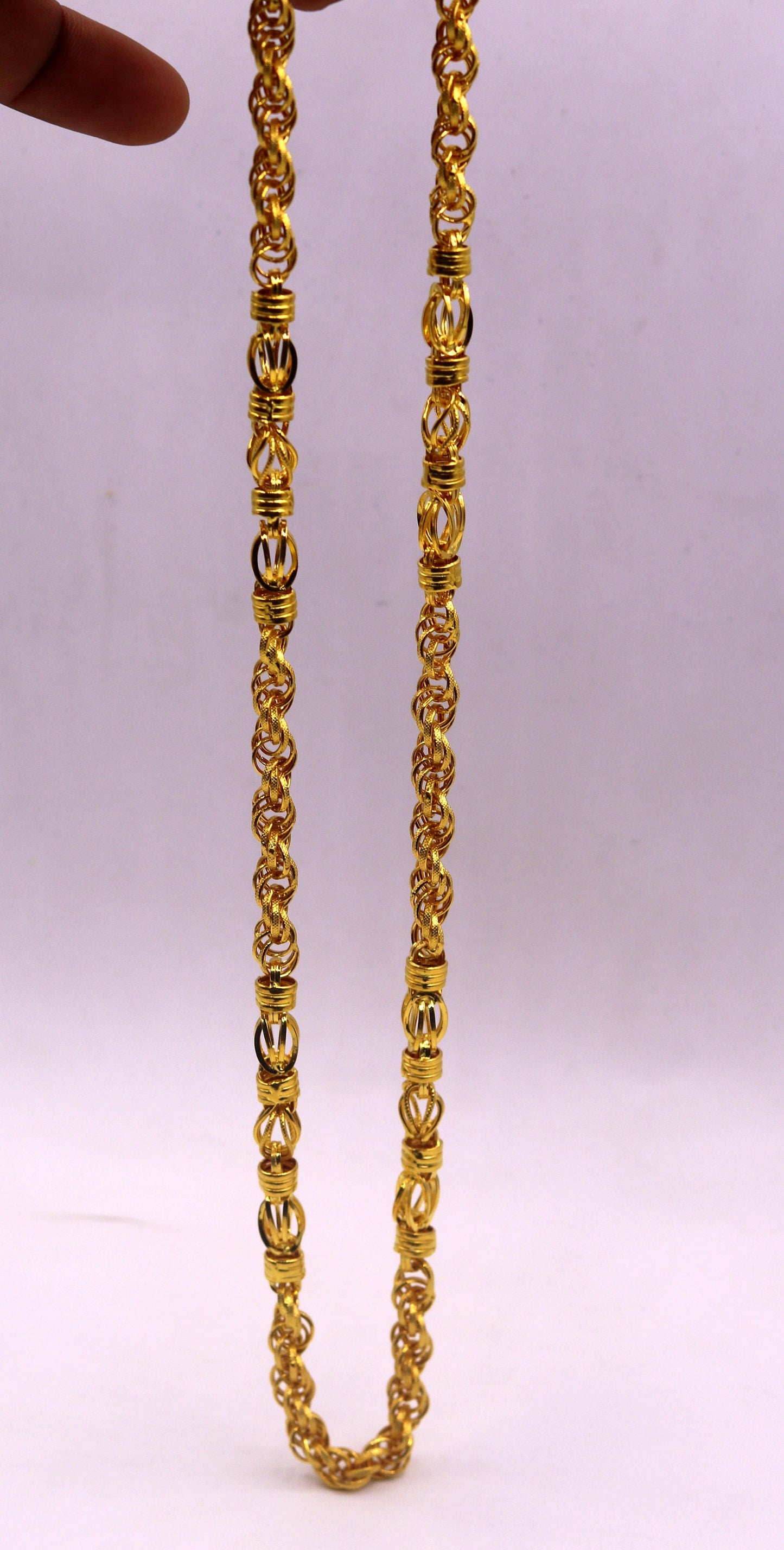 22k yellow gold handmade gorgeous customized design chain necklace genuine hallmarked unisex jewelry ch183 - TRIBAL ORNAMENTS