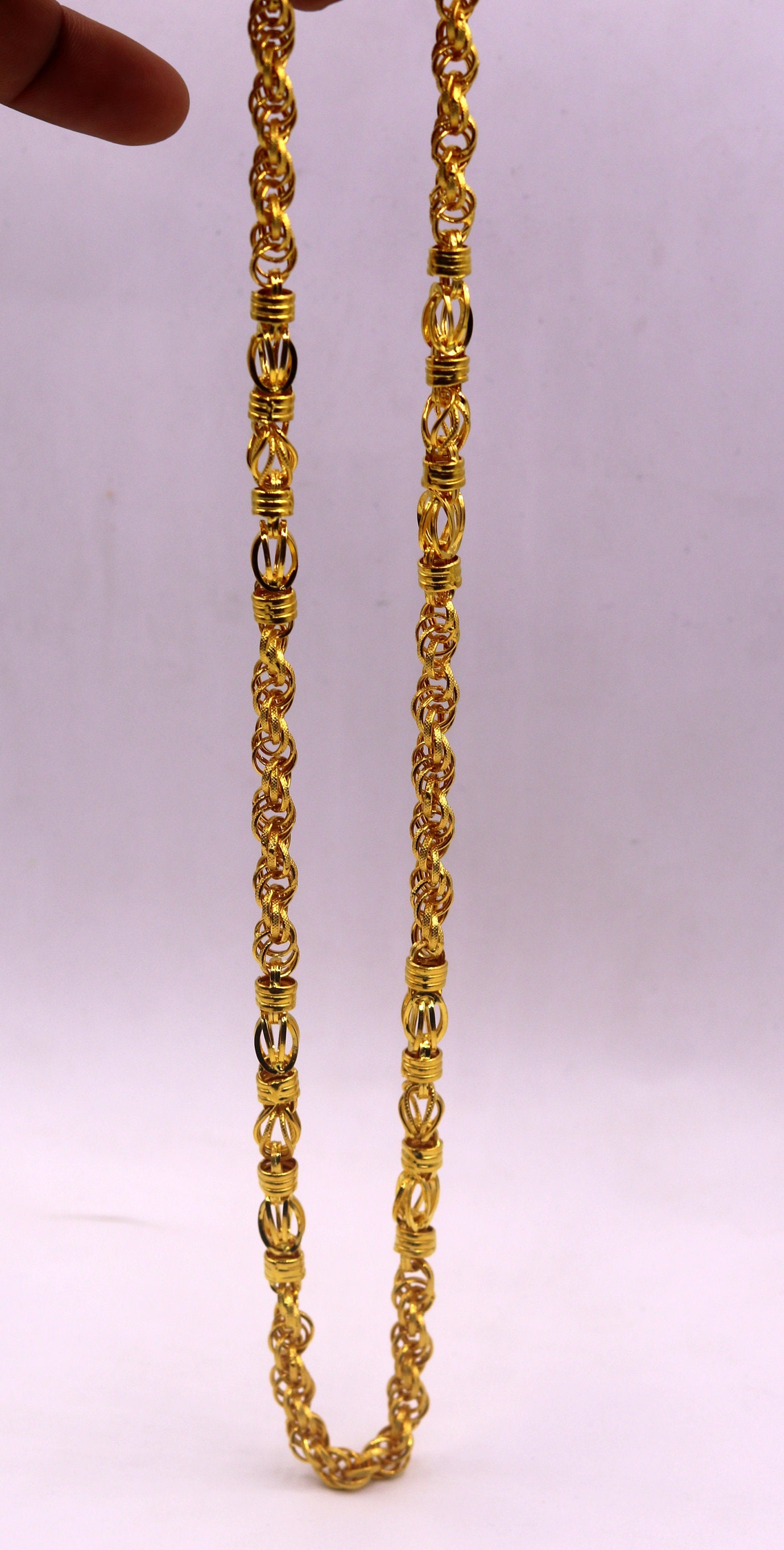 22k yellow gold handmade gorgeous customized design chain necklace genuine hallmarked unisex jewelry ch183 - TRIBAL ORNAMENTS