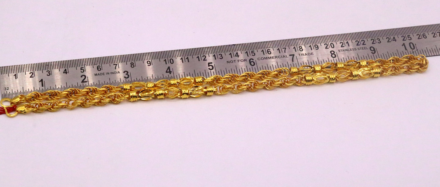 22k yellow gold handmade gorgeous customized design chain necklace genuine hallmarked unisex jewelry ch183 - TRIBAL ORNAMENTS