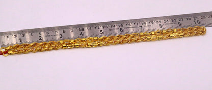 22K yellow gold handmade customized chain necklace, 6mm unisex traditional jewelry from India with hallmarked design.
