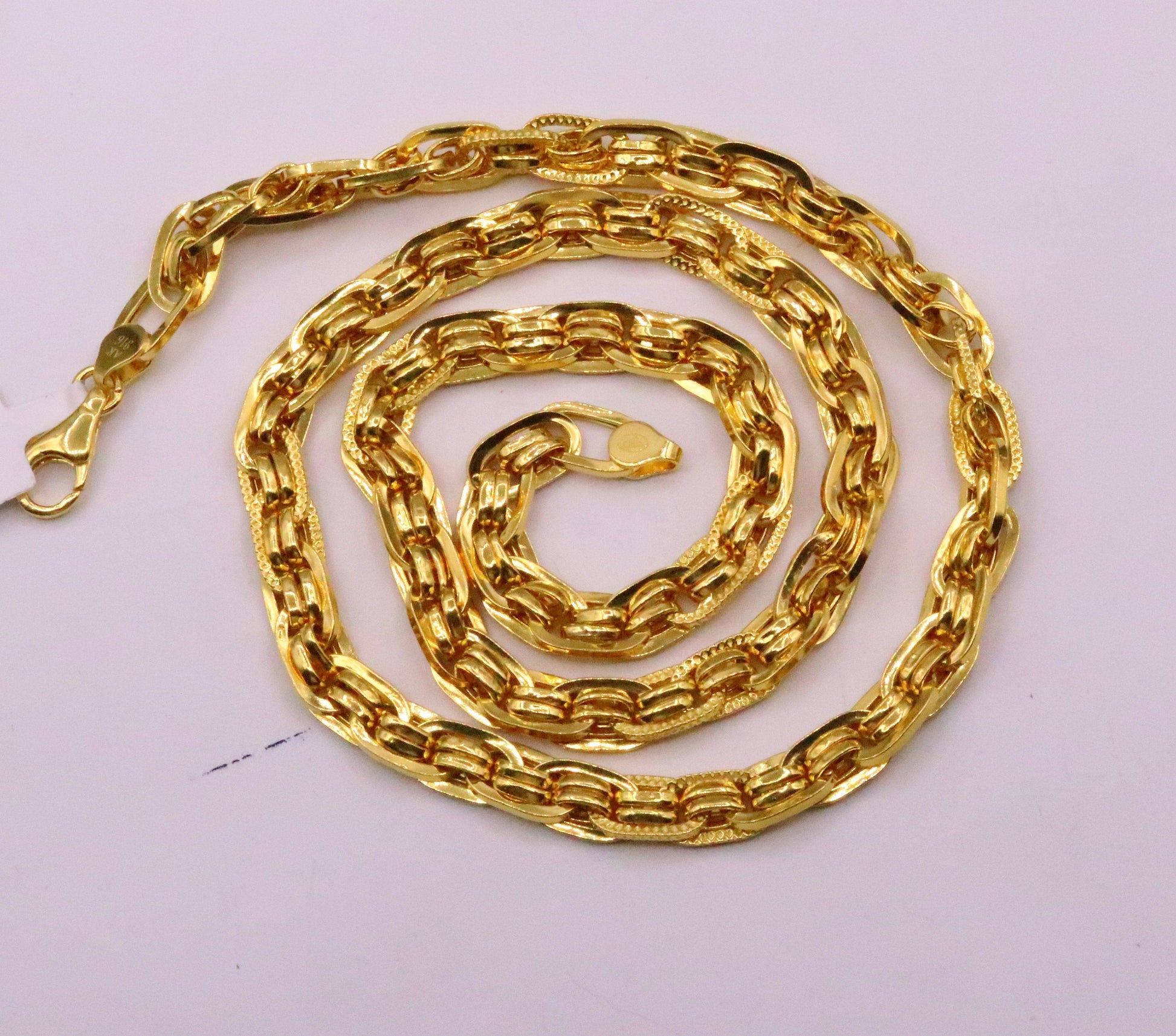 22karat yellow gold fabulous handmade designer chain necklace link chain stylish unisex jewelry from india ch215 - TRIBAL ORNAMENTS