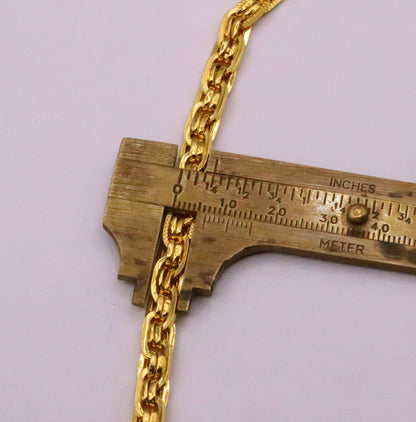 22K yellow gold handmade designer unisex link chain necklace by TRIBAL ORNAMENTS, showing intricate craftsmanship and polished finish.