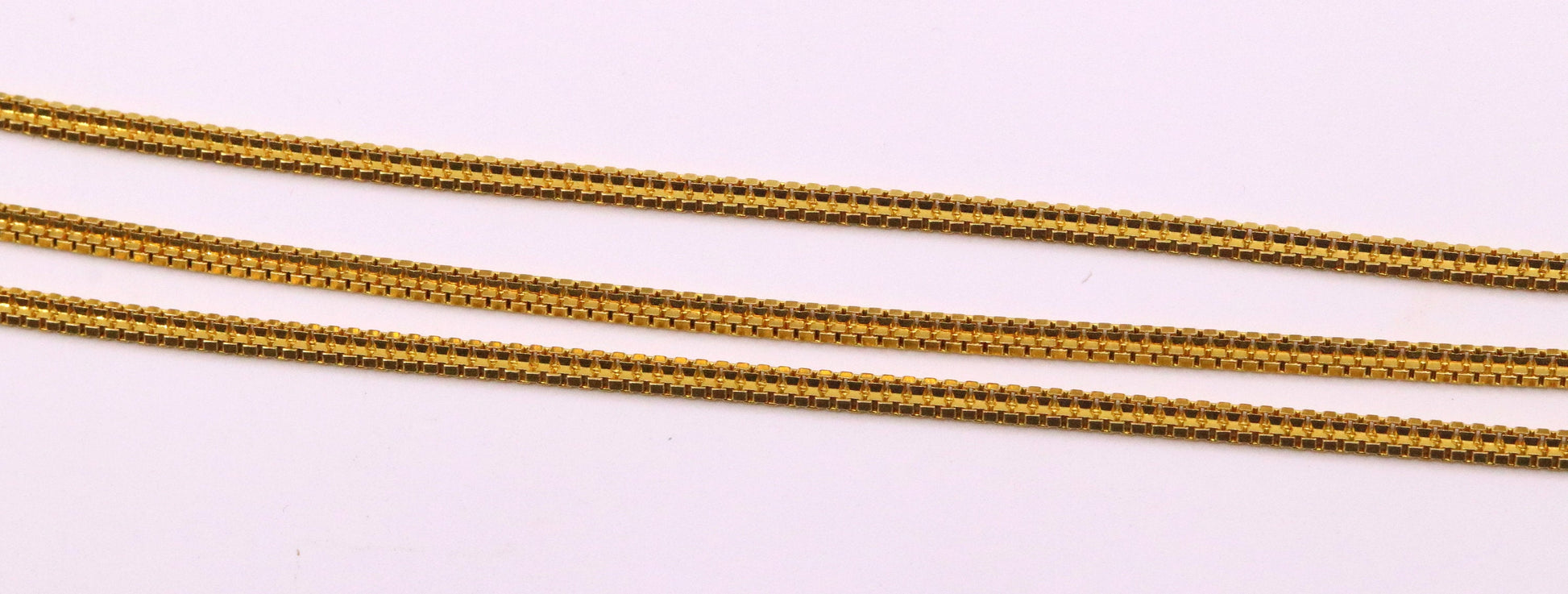 22K yellow gold handmade double box chain necklace, solid vintage Indian jewelry, unisex design by TRIBAL ORNAMENTS