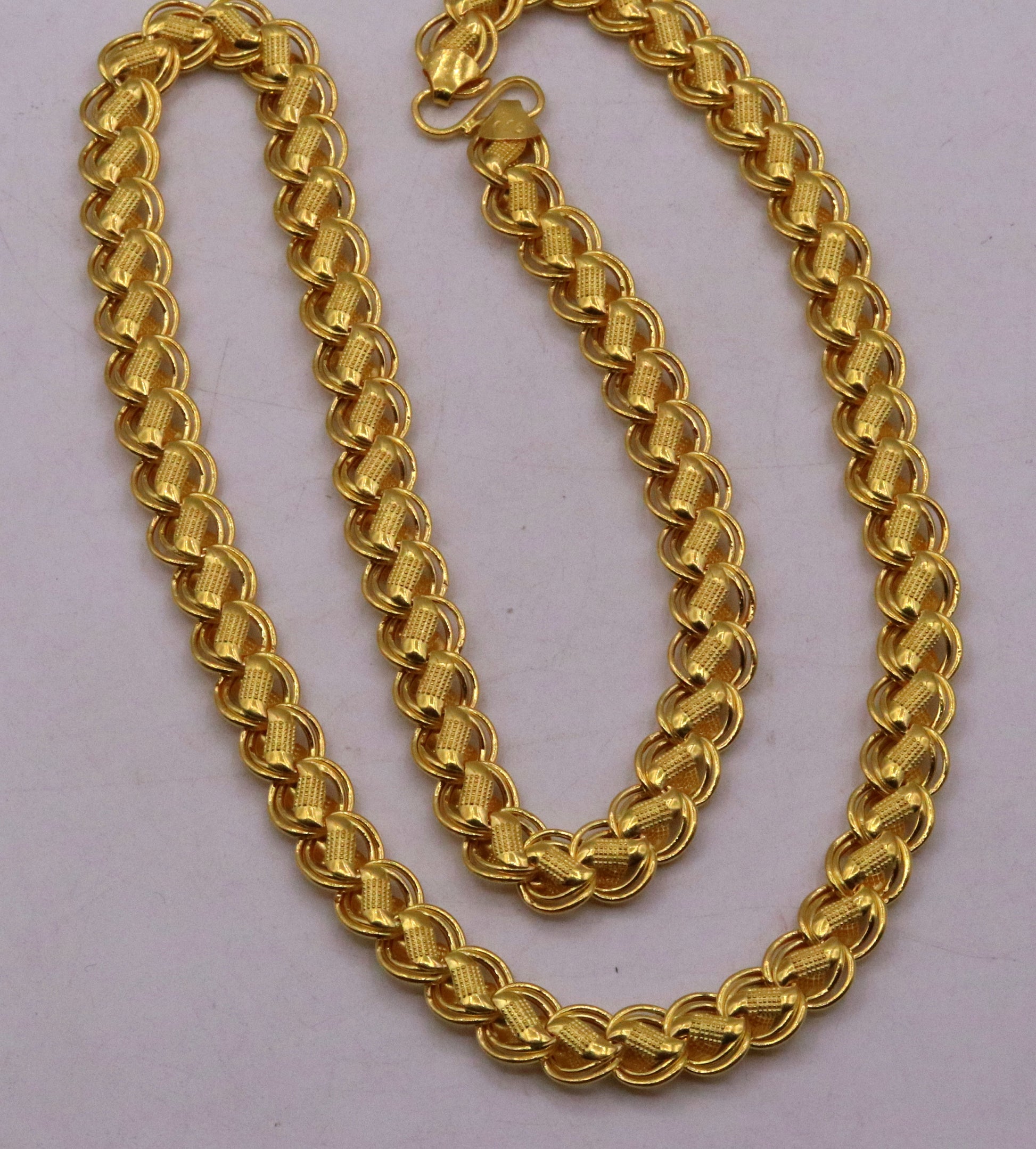 22 inches 22k yellow gold handmade fabulous hollow lotus chain necklace excellent gold unisex chain ch144 - TRIBAL ORNAMENTS