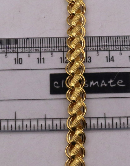 22K yellow gold handmade hollow lotus chain necklace by TRIBAL ORNAMENTS, unisex, 18-26 inches, flexible and certified gold chain.