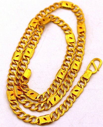22kt yellow gold handmade fabulous link chain unisex stylish modern jewelry necklace from rajasthan india - TRIBAL ORNAMENTS