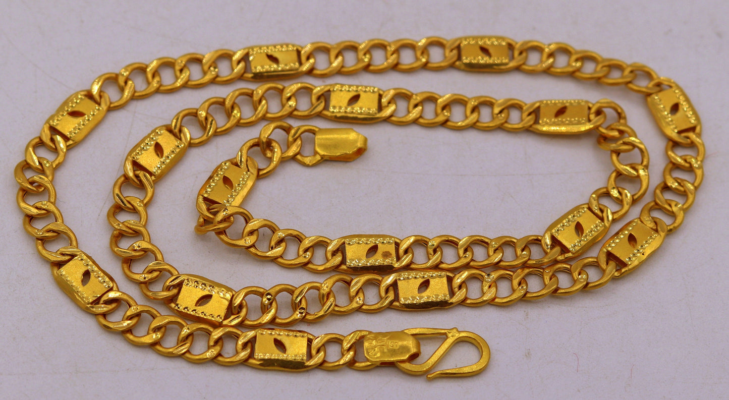 22kt yellow gold handmade fabulous link chain unisex stylish modern jewelry necklace from rajasthan india - TRIBAL ORNAMENTS