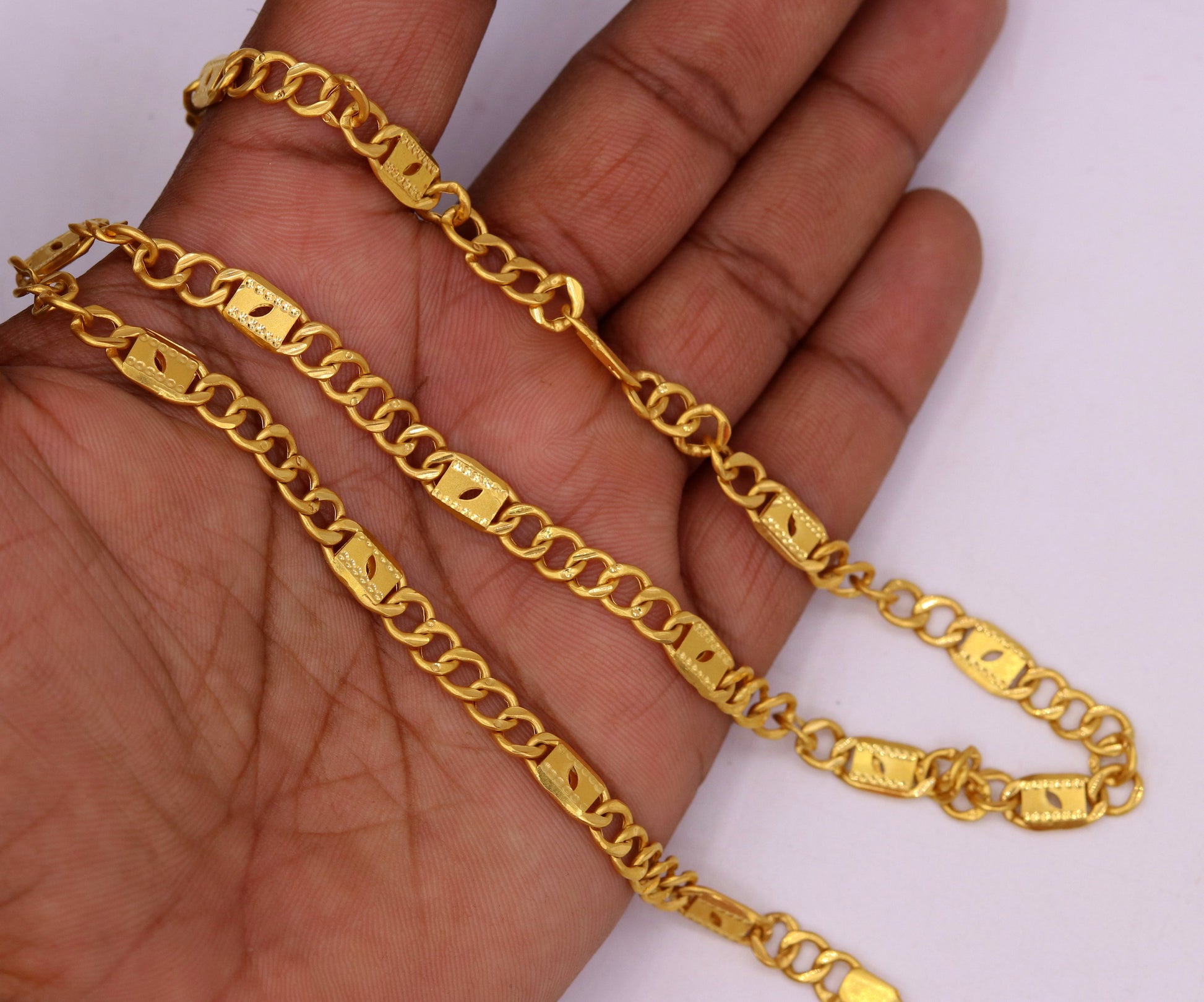 22kt yellow gold handmade fabulous link chain unisex stylish modern jewelry necklace from rajasthan india - TRIBAL ORNAMENTS