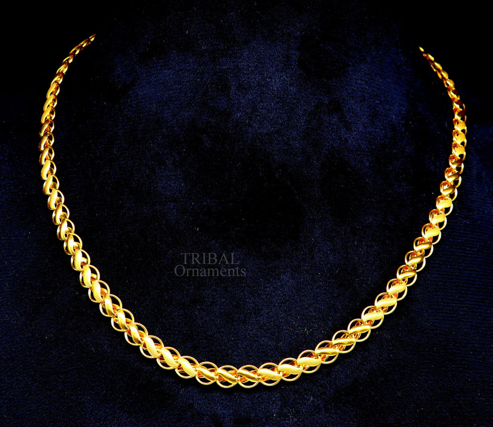 22K Yellow Gold Handmade Lotus Chain Necklace | Men’s Gifting Jewelry