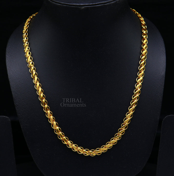 22K Yellow Gold Handmade Lotus Chain Necklace | Men’s Gifting Jewelry