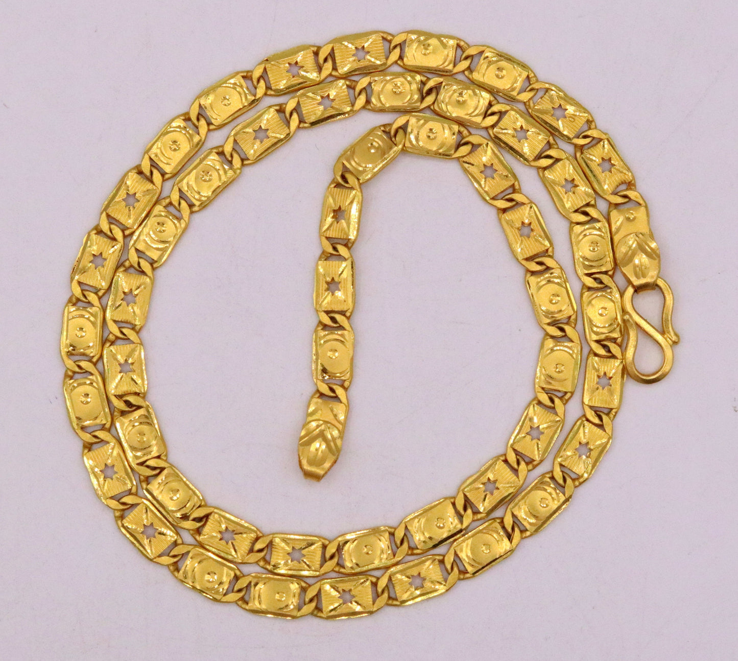 22K yellow gold handmade Nawabi chain, 5mm diamond-cut necklace, unisex, hallmarked 916, adjustable 18-26 inches, TRIBAL ORNAMENTS
