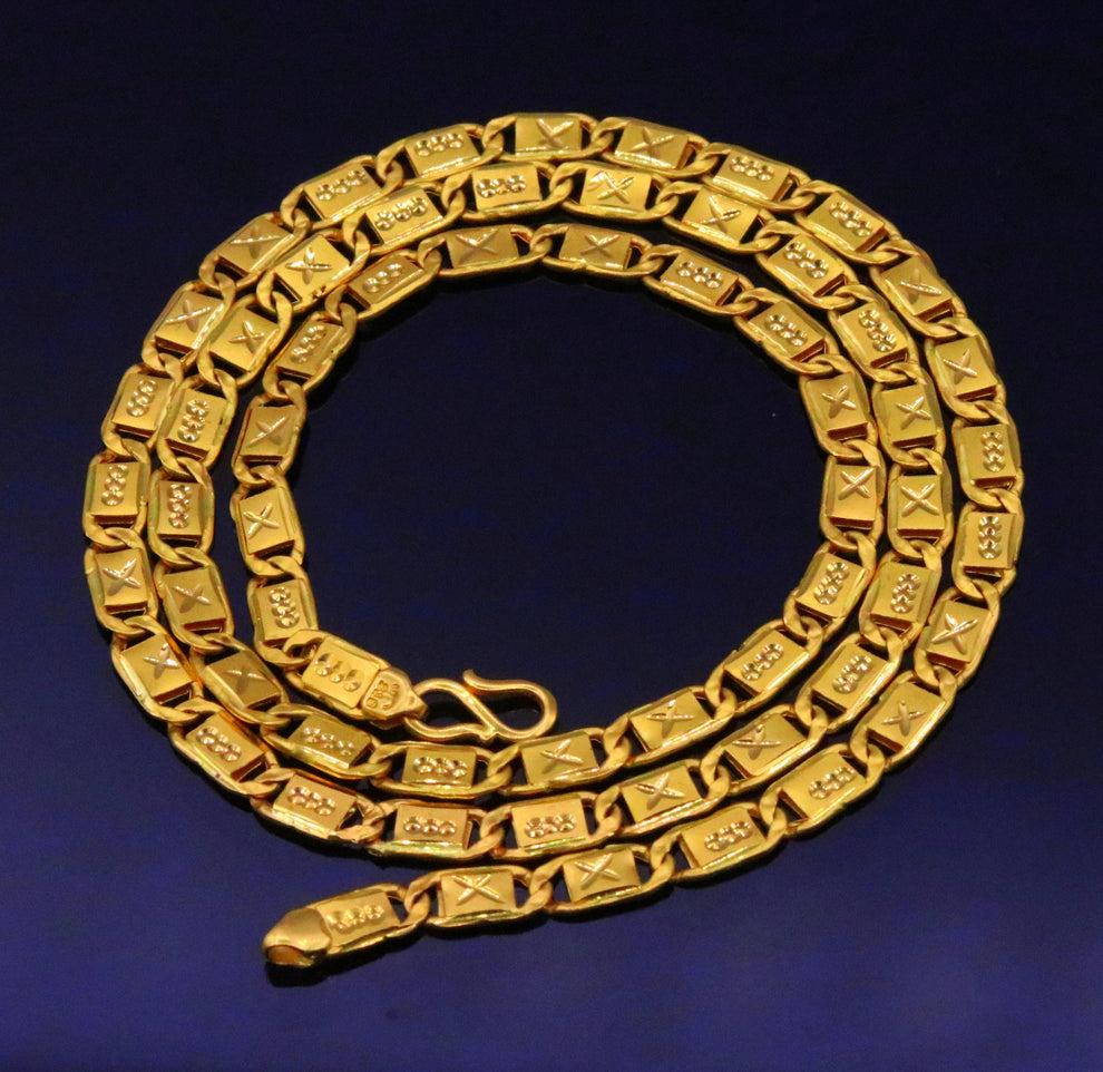 22K Yellow Gold Handmade Nawabi Chain Necklace — 5.5mm Solid Gold Unis