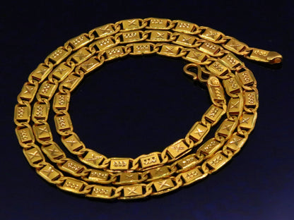 Handmade 22 karat yellow gold 5mm 23 inches solid gold nawabi chain necklace form Rajasthan India ch136 - TRIBAL ORNAMENTS