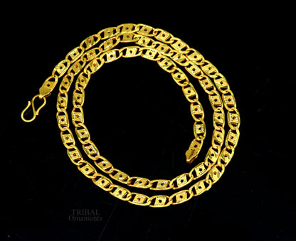 22K yellow gold Nawabi chain necklace with diamond-cut design, 5mm unisex width, hallmarked 916, perfect for weddings or gifting.