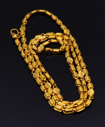 22Kt yelllow gold amazing stylish handmade gorgeous certified royal link chain necklace unisex jewelry from Rajasthan India - TRIBAL ORNAMENTS