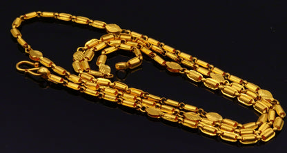22Kt yelllow gold amazing stylish handmade gorgeous certified royal link chain necklace unisex jewelry from Rajasthan India - TRIBAL ORNAMENTS