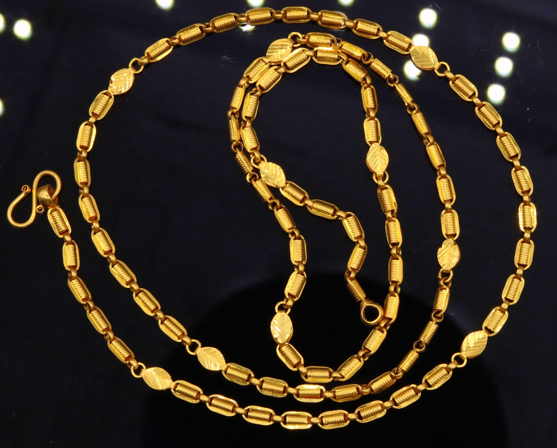 22Kt yelllow gold amazing stylish handmade gorgeous certified royal link chain necklace unisex jewelry from Rajasthan India - TRIBAL ORNAMENTS