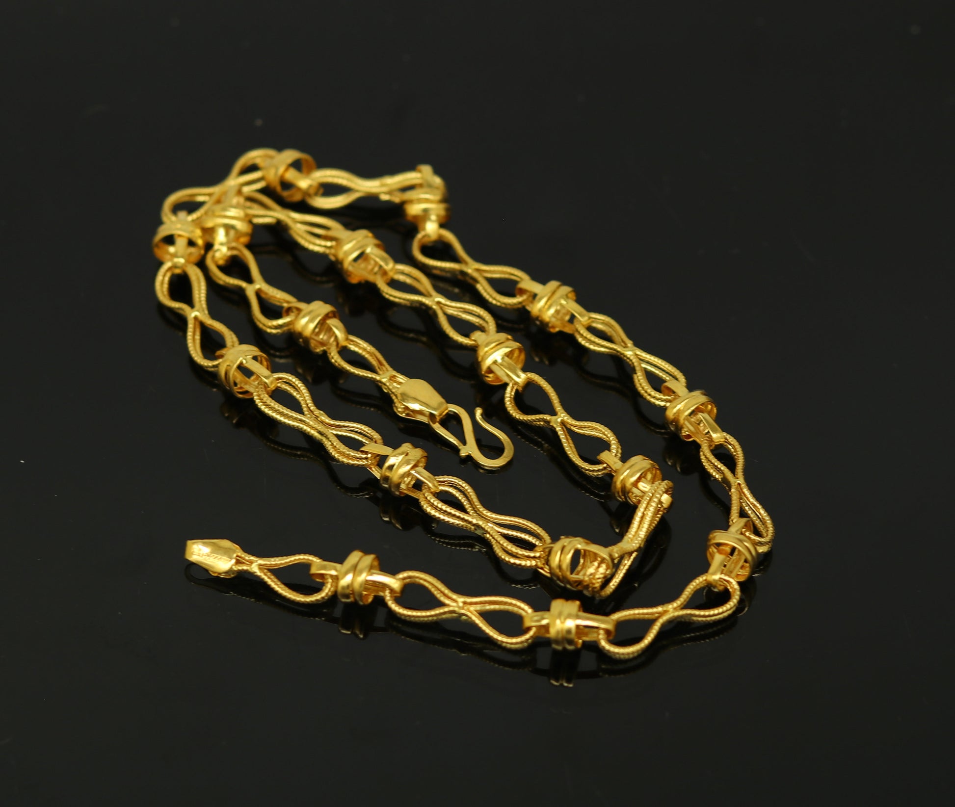 22kt yellow gold handmade customized chain 18" vintage antique design gorgeous necklace personalized gifting jewelry, unisex jewelry ch228 - TRIBAL ORNAMENTS