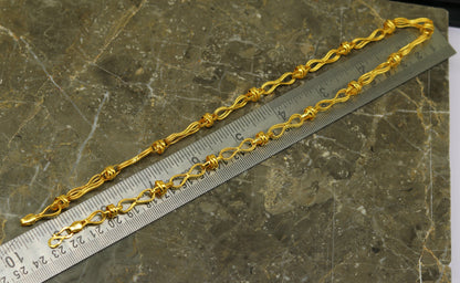 22K yellow gold vintage handmade chain necklace with 6mm links, unisex design, crafted by TRIBAL ORNAMENTS.