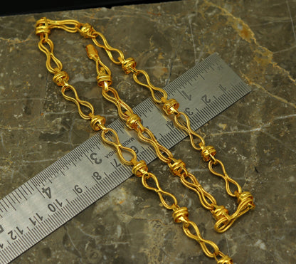 22K yellow gold vintage handmade chain necklace by TRIBAL ORNAMENTS, 6mm unisex antique jewelry with customized design.