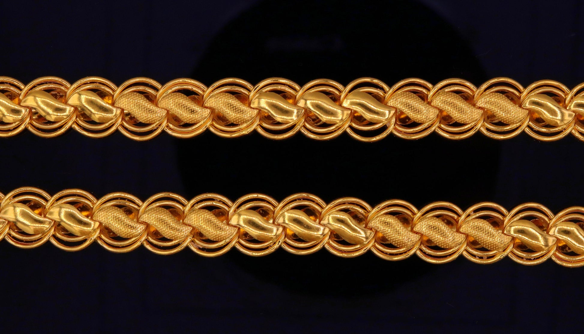 22K yellow solid gold handmade lotus chain necklace, unisex, 18-26 inches, heavy royal gold chain by TRIBAL ORNAMENTS.