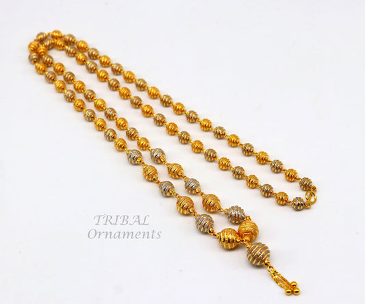 22kt yellow gold certified beaded chain necklace, amazing brides gifting gorgeous wedding jewelry, ball chain white gold jewelry ch560 - TRIBAL ORNAMENTS