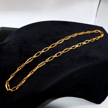 22KT yellow gold unisex Indo link chain necklace, 3.5-4mm handmade hallmarked gold jewelry from TRIBAL ORNAMENTS.