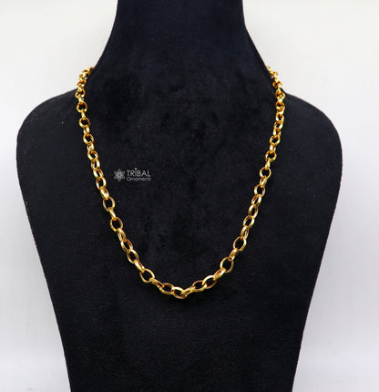 22kt yellow gold handmade fabulous cable rolo chain unisex necklace jewelry best gifting chain from india best gifting jewelry gch589 - TRIBAL ORNAMENTS