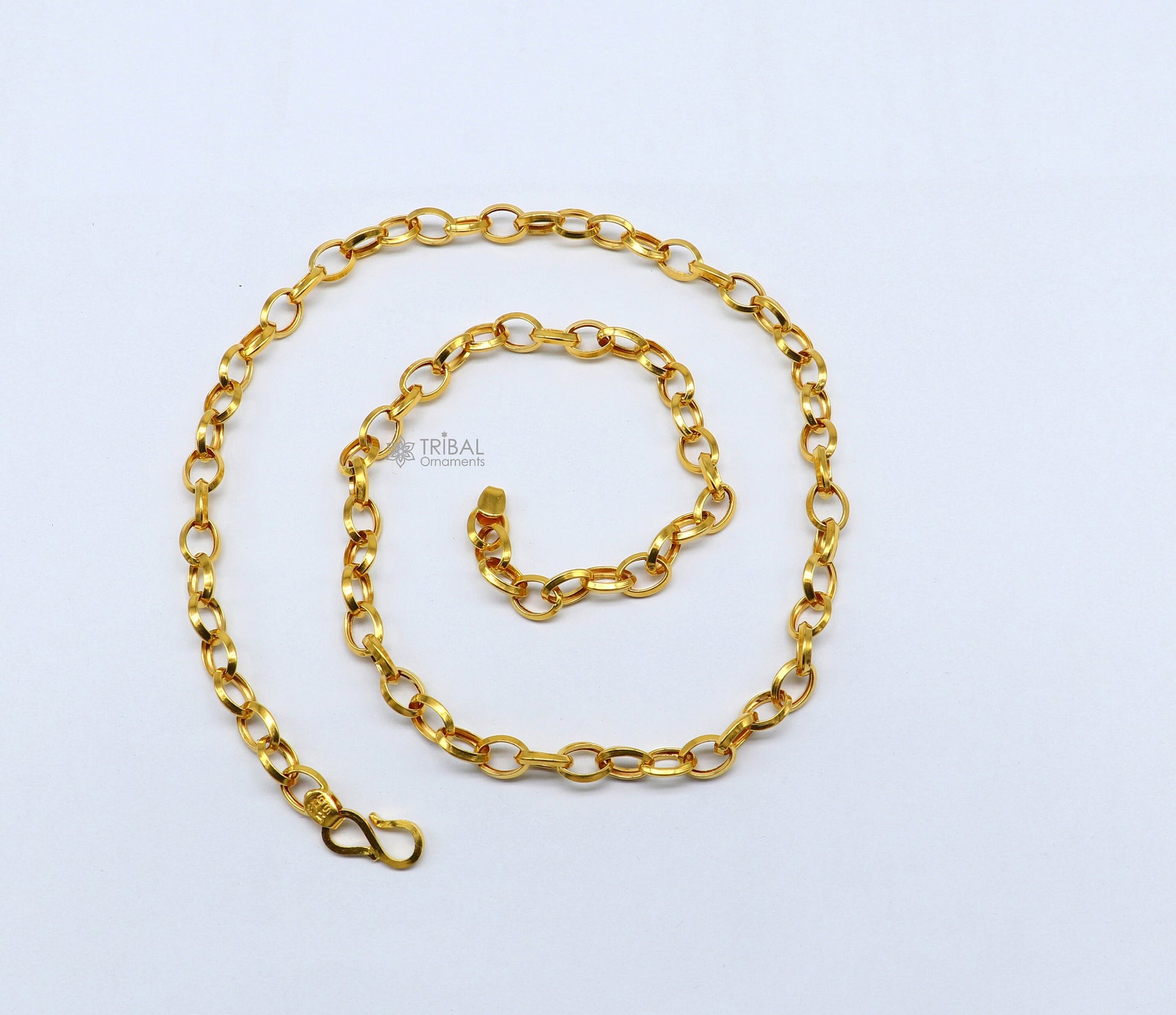 22kt yellow gold handmade fabulous cable rolo chain unisex necklace jewelry best gifting chain from india best gifting jewelry gch589 - TRIBAL ORNAMENTS