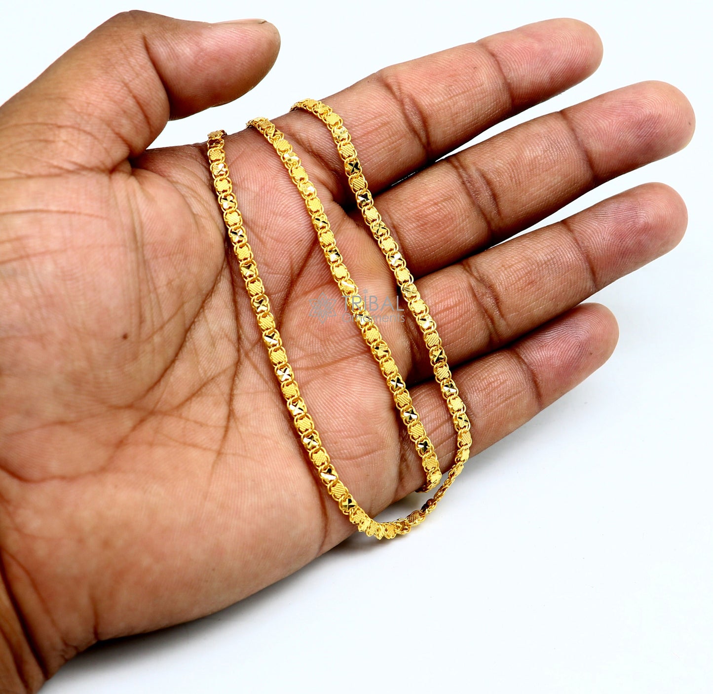 3mm solid 22kt yellow gold royal handmade chain fabulous design delicate unisex gifting chain necklace best trendy design jewelry gch575 - TRIBAL ORNAMENTS