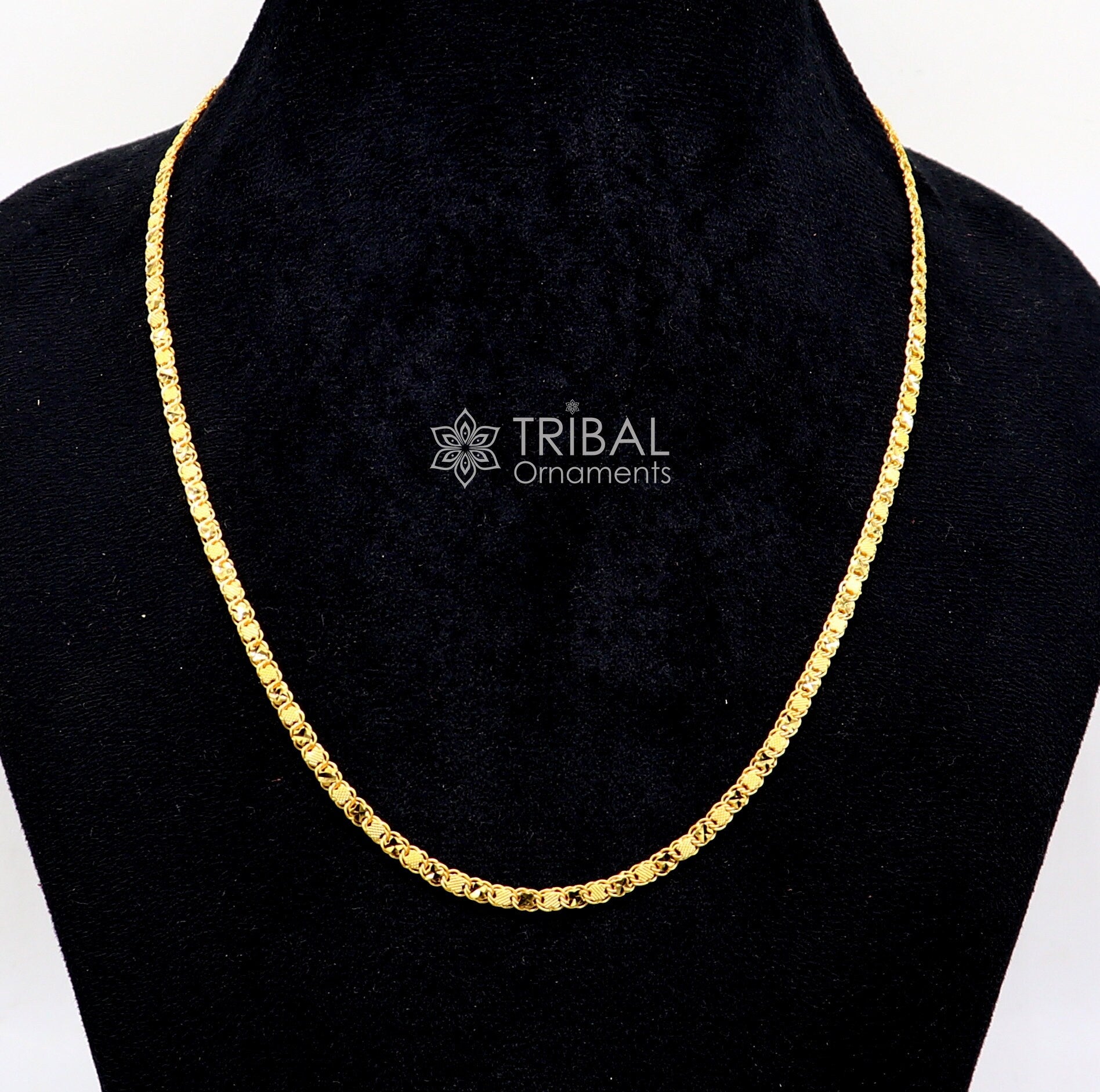 3mm solid 22kt yellow gold royal handmade chain fabulous design delicate unisex gifting chain necklace best trendy design jewelry gch575 - TRIBAL ORNAMENTS