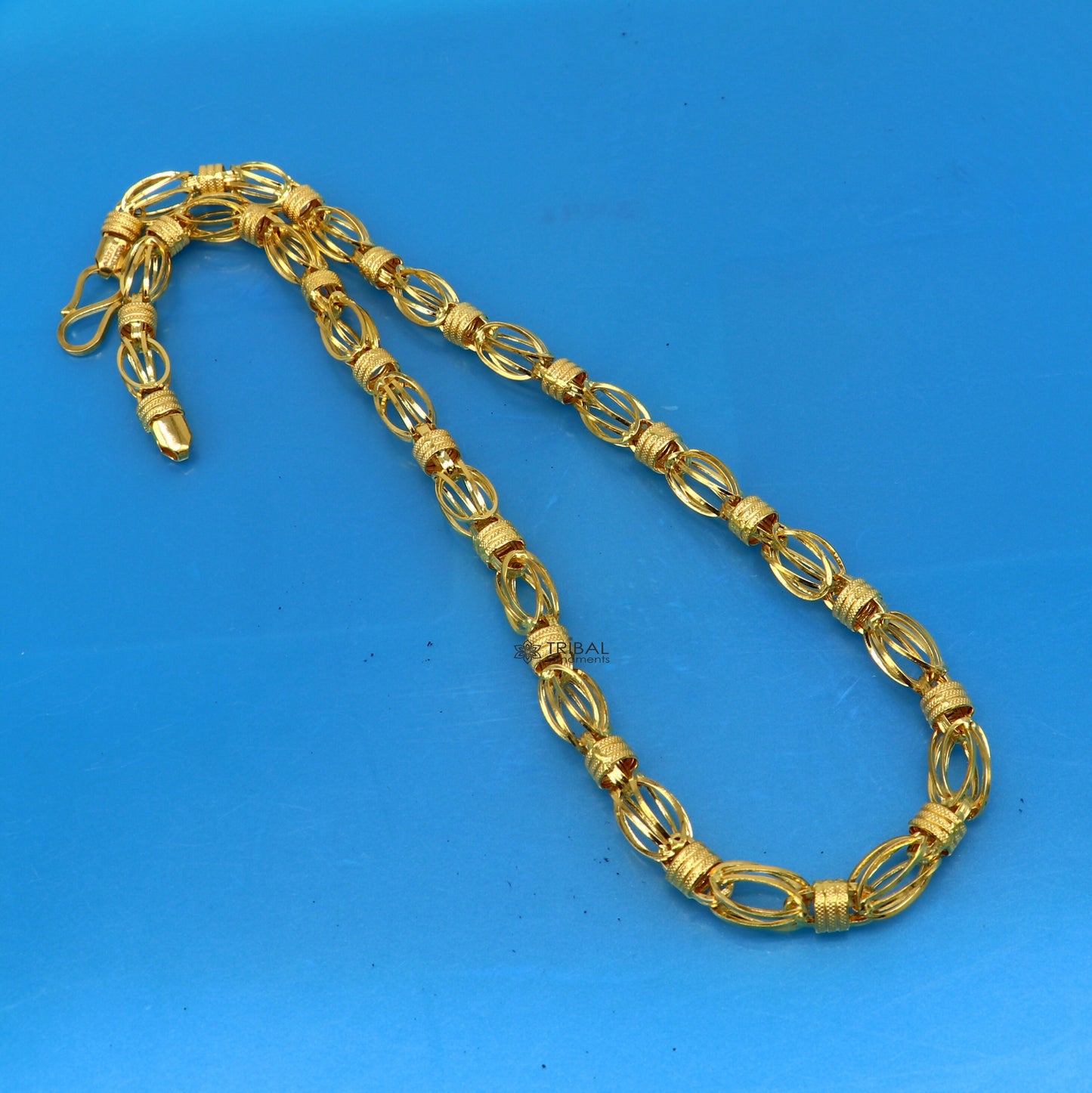 Hallmarked 22kt 22ct yellow gold handmade certified gold byzantine luxury gifting chain necklace all sized men's chain necklace gch582 - TRIBAL ORNAMENTS