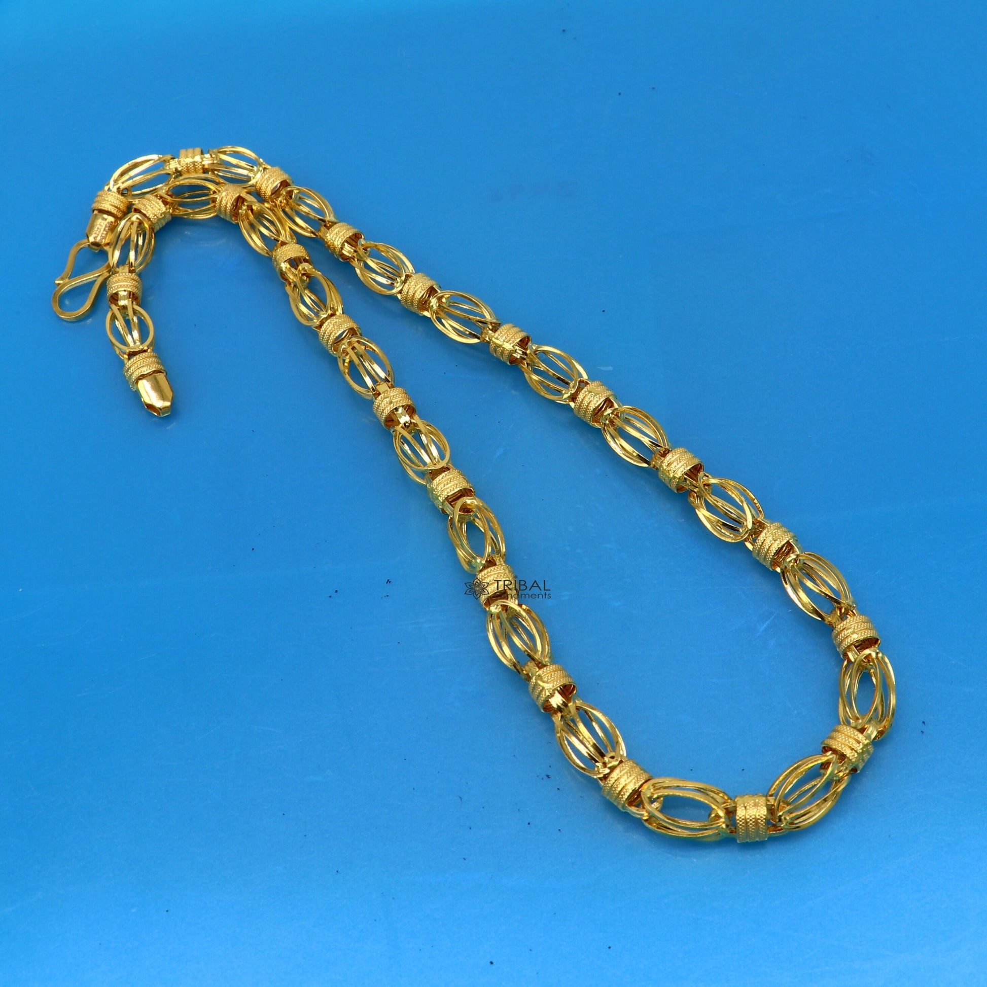 Hallmarked 22kt 22ct yellow gold handmade certified gold byzantine luxury gifting chain necklace all sized men's chain necklace gch582 - TRIBAL ORNAMENTS