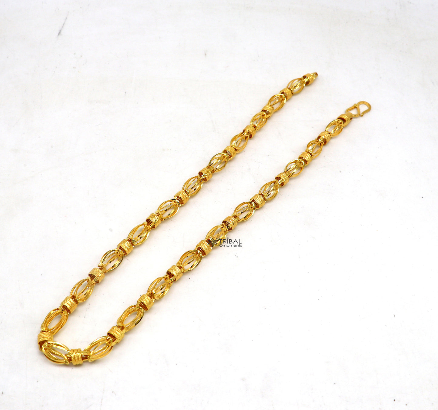 Hallmarked 22kt 22ct yellow gold handmade certified gold byzantine luxury gifting chain necklace all sized men's chain necklace gch582 - TRIBAL ORNAMENTS