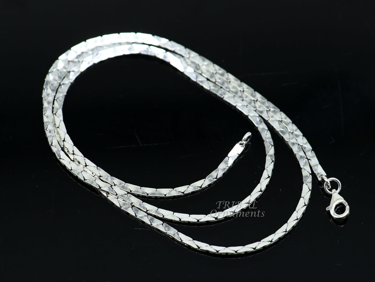 Sterling silver handmade 18-22 inch chain necklace with oxidized finish, featuring a unique tribal-inspired design.