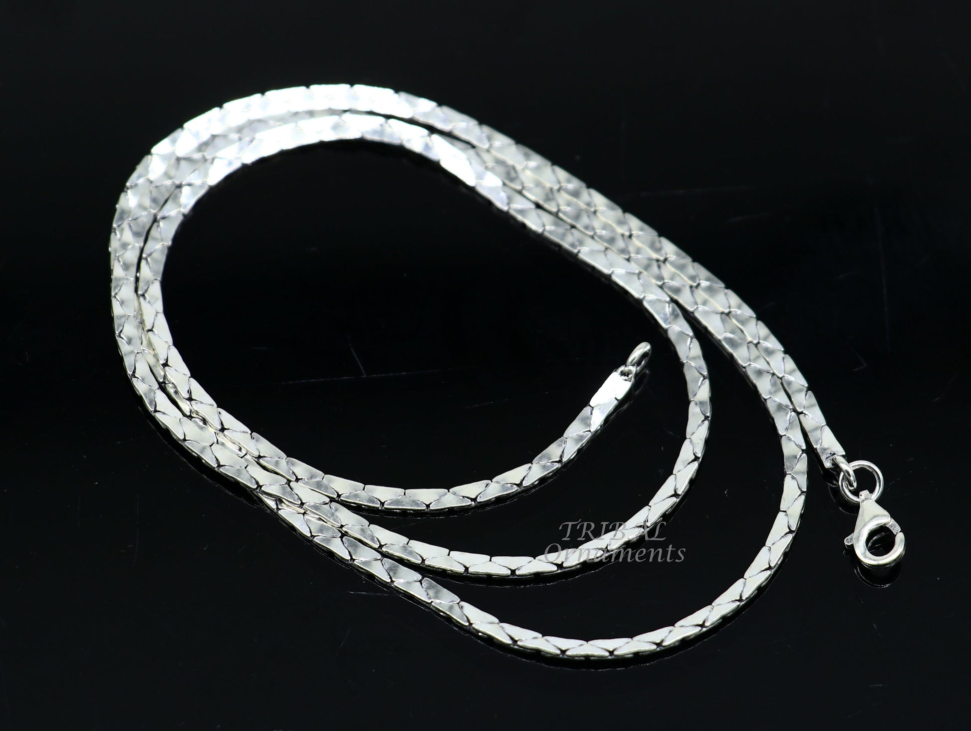 Sterling silver handmade 18-22 inch chain necklace with oxidized finish, featuring a unique tribal-inspired design.