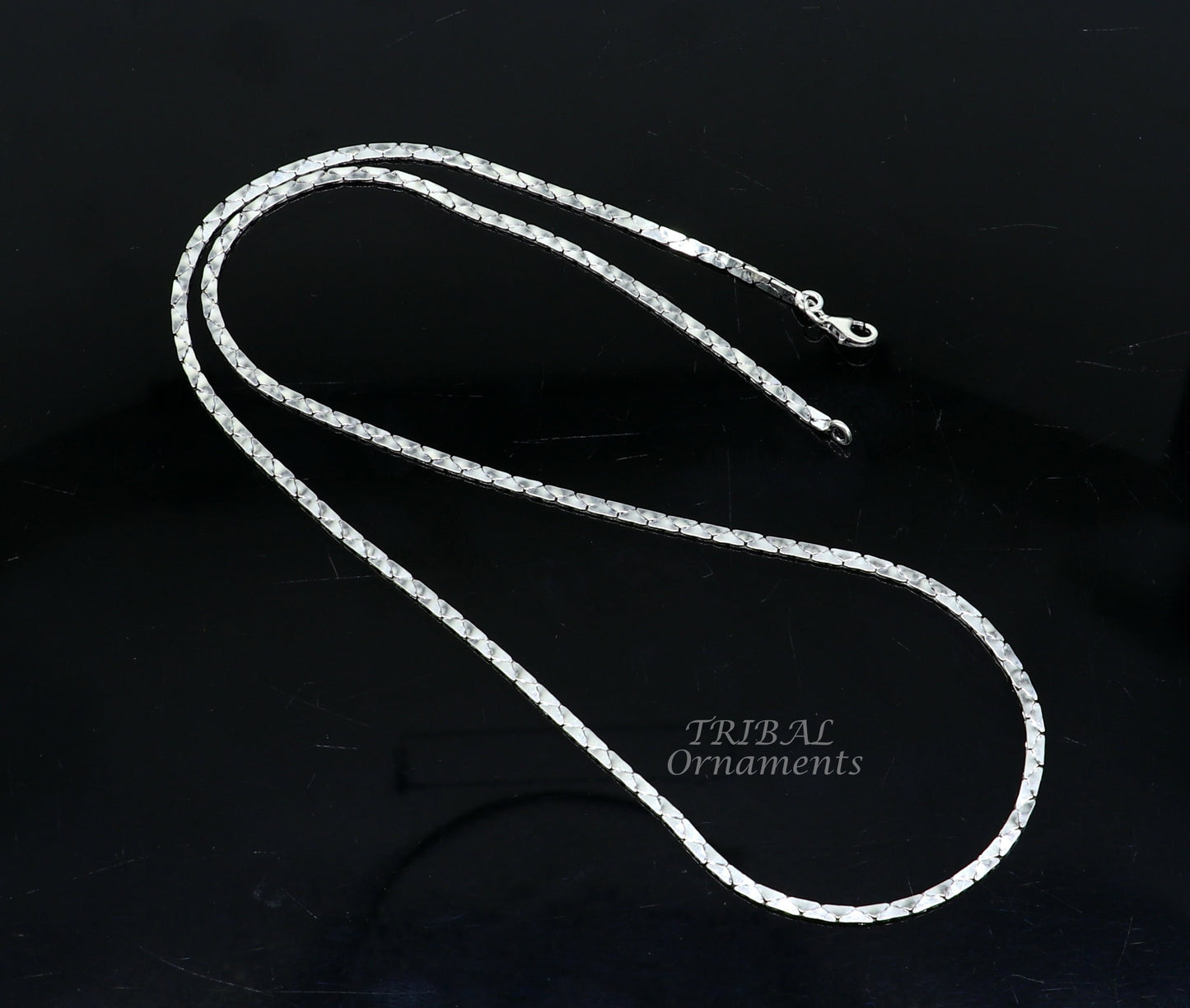 Sterling silver handmade 18-22 inch oxidized chain necklace with unique style, crafted by TRIBAL ORNAMENTS.