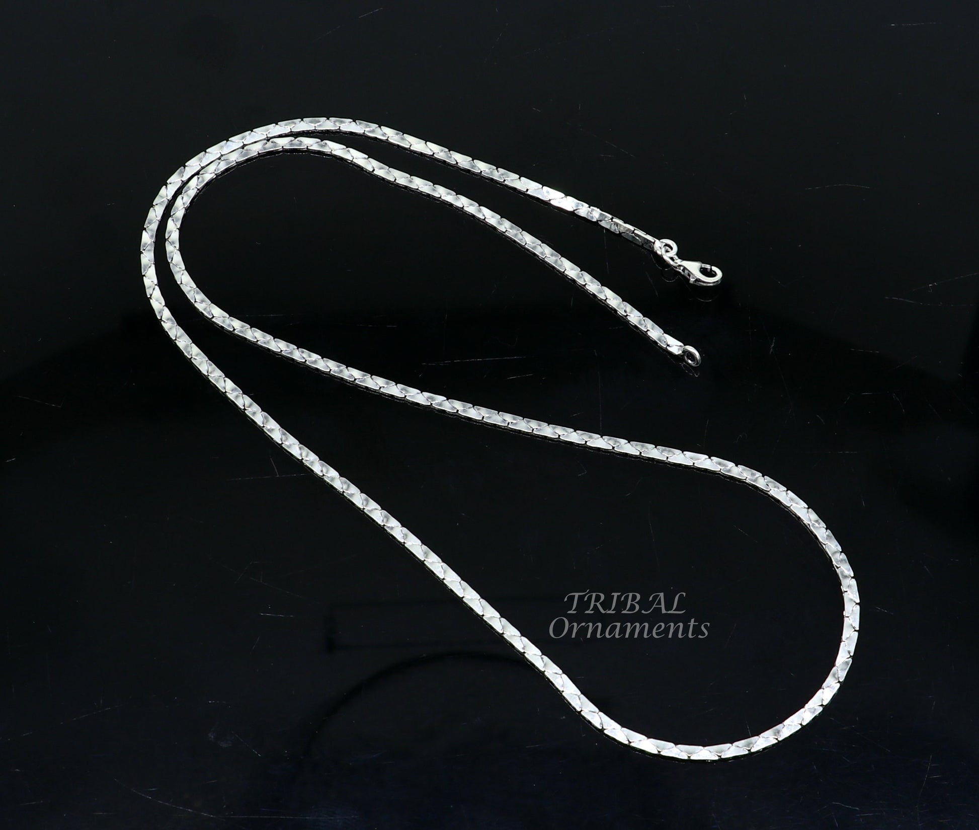 Sterling silver handmade 18-22 inch oxidized chain necklace with unique style, crafted by TRIBAL ORNAMENTS.