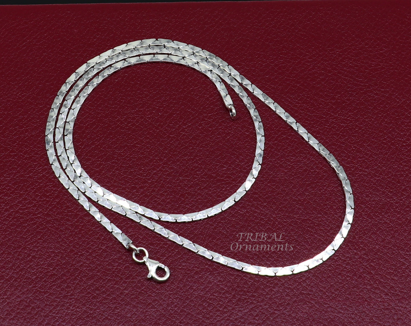 Sterling silver handmade tribal necklace chain, 18-22 inches, oxidized silver, unique trendy style, 2mm thickness, jewelry accessory