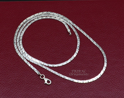 Sterling silver handmade tribal necklace chain, 18-22 inches, oxidized silver, unique trendy style, 2mm thickness, jewelry accessory