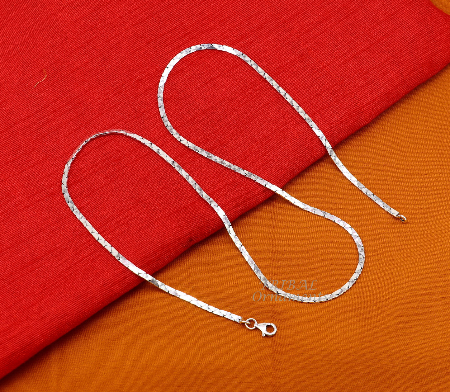 Sterling silver handmade 18-22 inch chain necklace with oxidized finish, featuring a unique, trendy design by TRIBAL ORNAMENTS.