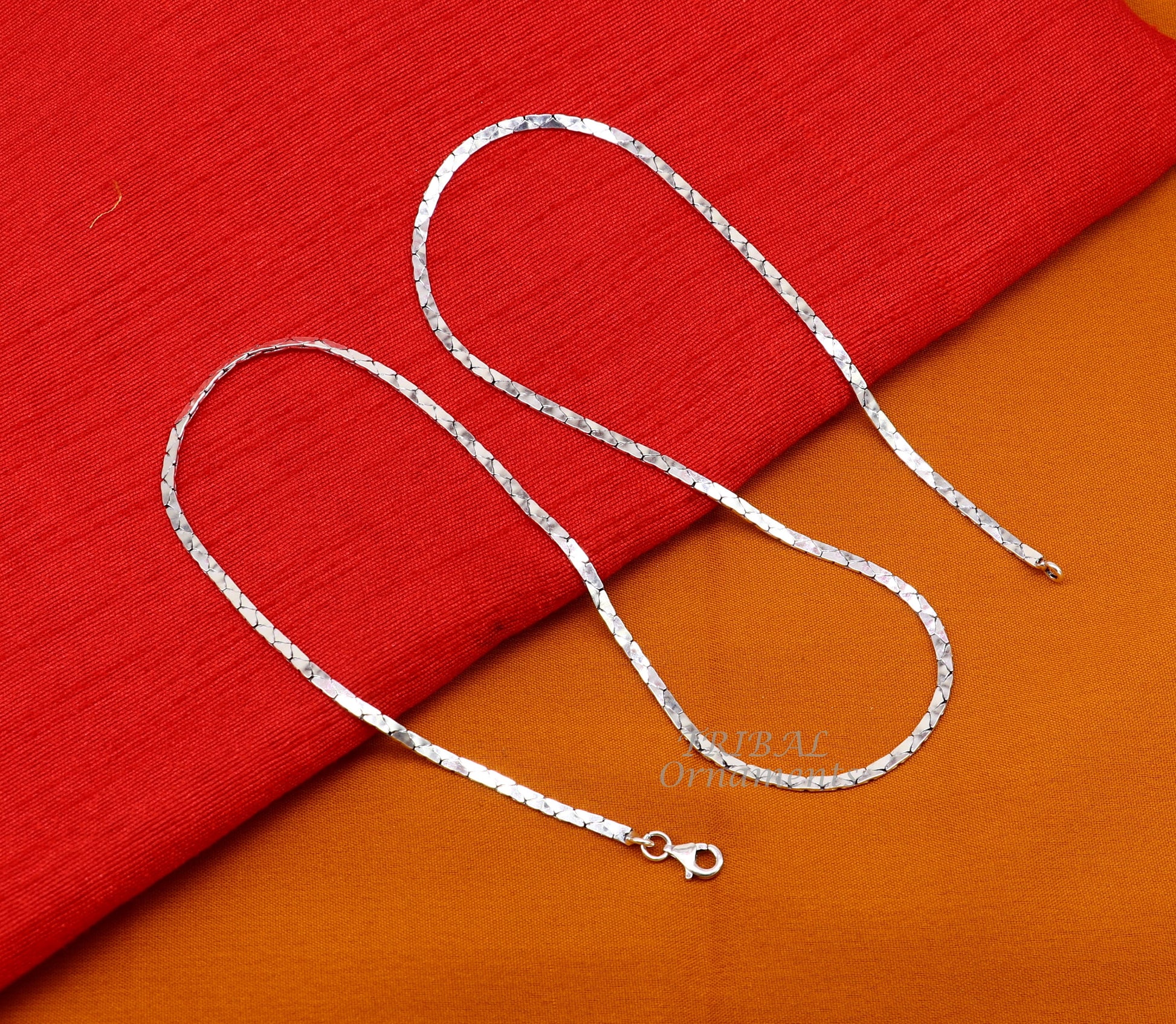 Sterling silver handmade 18-22 inch chain necklace with oxidized finish, featuring a unique, trendy design by TRIBAL ORNAMENTS.