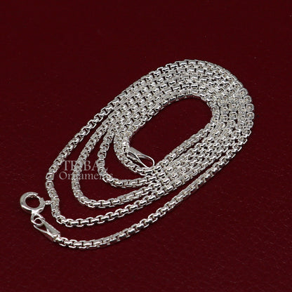 Delicate 2mm 925 sterling silver Rolo chain necklace by Tribal Ornaments, unisex, stylish, handmade, high-quality jewelry.