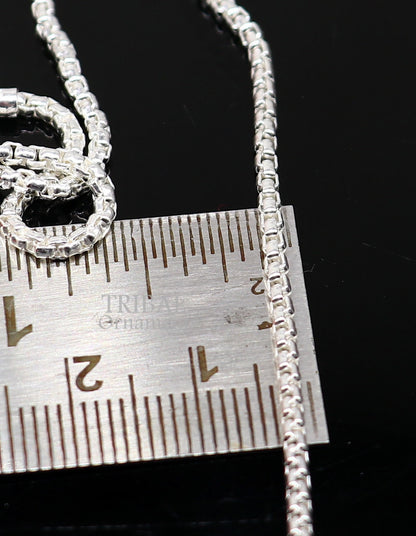 Sterling silver 2mm Rolo chain necklace by Tribal Ornaments, stylish, delicate, high-quality unisex jewelry for gifting.