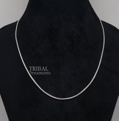 Sterling silver 2mm Rolo chain necklace by Tribal Ornaments, featuring a delicate, stylish unisex design.