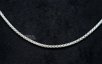 Sterling silver 2mm Rolo chain necklace by Tribal Ornaments, showcasing a delicate, high-quality unisex jewelry design.