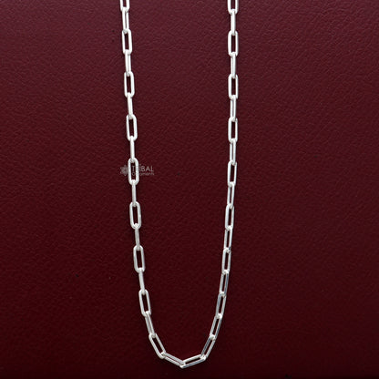 Stylish 3mm 18/20-inch 925 sterling silver solid chain necklace from TRIBAL ORNAMENTS, featuring a fancy handmade design.