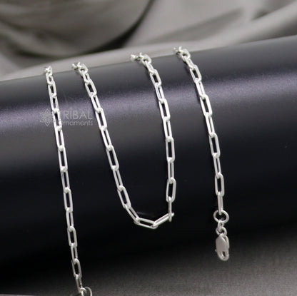 Sterling silver 3mm 18/20-inch stylish chain necklace by Tribal Ornaments, featuring a fancy handmade design for jewelry gifting.
