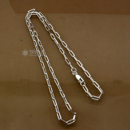 Sterling silver 3mm 18-20 inch fancy chain necklace by Tribal Ornaments, stylish handmade jewelry ideal for gifting.
