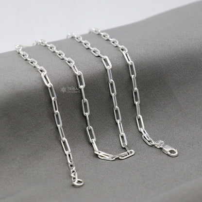 Tribal Ornaments 18-20 inch 3mm sterling silver chain necklace, solid and stylish jewelry with intricate design, perfect for gifting.